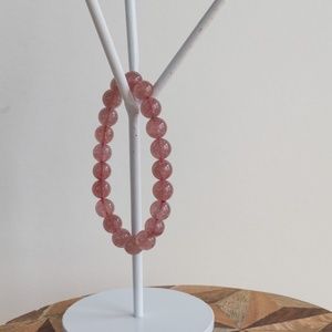 Natural Strawberry Quartz Bead Bracelet